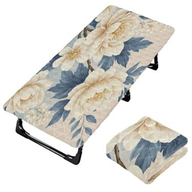 Imagem de Burbuja Lençol de berço de flores retrô para crianças, lençol de cochilo acolchoado portátil com faixa elástica para meninas e meninos, lavável na máquina, 63,5 x 127 cm