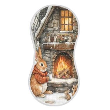 Imagem de xigua Conjunto de 1 pano de arroto de musselina de coelho fofo, panos de arroto super macios e absorventes, roupas de arroto de algodão para chá de presente para recém-nascidos, bebês meninas e