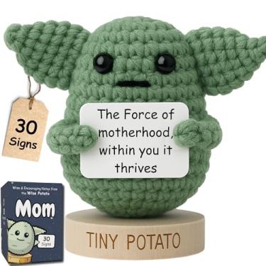 Imagem de Presente para mamãe – Baby Yoda Positivo Crochê com 30 cartões engraçados de agradecimento para mães – Presente de aniversário para mãe de Star Wars, Filho, Crianças – Melhor presente para aniversário