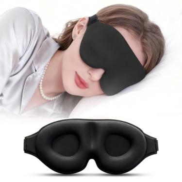 Imagem de Máscara de olho 3D para homens e mulheres, 100% sem pressão e bloqueio de luz, máscara para dormir com alça ajustável fácil, cobertura noturna para viagens, preta