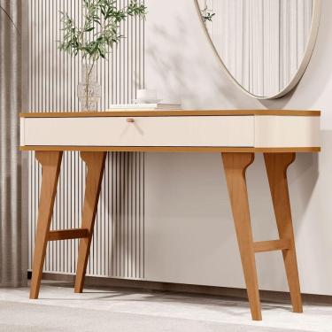 Imagem de Aparador Aruma Com 1 Gaveta E Cantos Arredondados Off White Com Nature