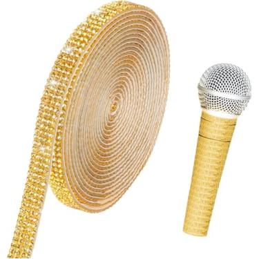 Imagem de Fita adesiva de strass para microfone: engrenagem brilhante para decoração de palco; fácil aplicação, durável, ideal para shows de eventos de karaokê (cor 4)