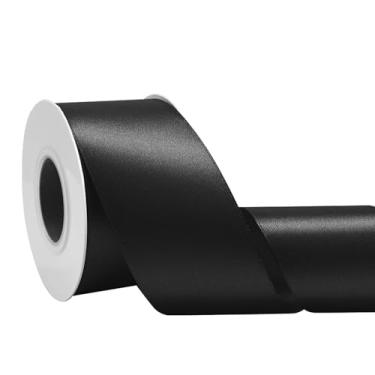 Imagem de Simplegoal Fita de cetim preta dupla face 5,8 cm x 65 metros fitas pretas de poliéster para embrulho de presente, fita de tecido para artesanato, buquê de flores, costura, artes, decoração de festa de