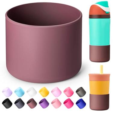 Imagem de Diumepo Bota de silicone compatível com garrafa de água infantil Owala de 400 ml, capa protetora antiderrapante para copo Owala Kids de 340 g (marrom avermelhado)