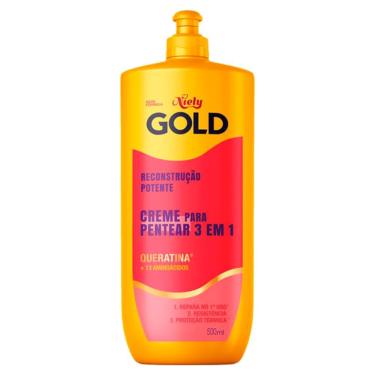 Imagem de Creme de Pentear Niely Gold 3 em 1 Reconstrução Potente 500ml