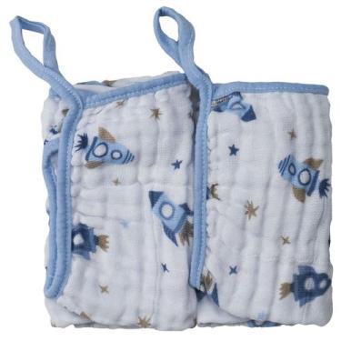 Imagem de Pano de Boca Babete Soft para Bebê 2 Unidades Baby Joy, Foguete