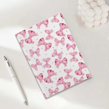 Imagem de Caderno com laço rosa, caderno A5 para anotações de escritório, agenda de 21 x 14,7 cm, agenda de viagem, 10