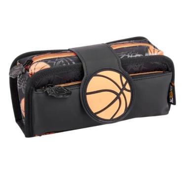 Imagem de Estojo Duplo Basquete Escolar Meninos Infantil - Seanite, Laranja