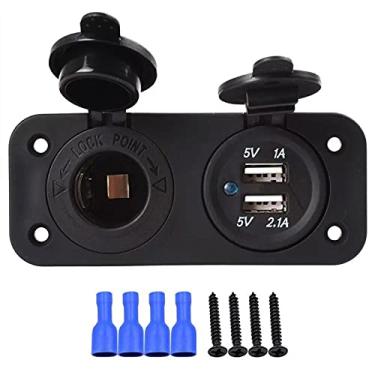 Imagem de ZEZEFUFU 1 conjunto DC12V-24V Dual USB isqueiro de carro soquete divisor carregador adaptador de energia acessórios automotivos com luz azul