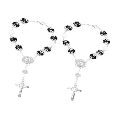 Imagem de 2 peças de rosário de carro, espelho retrovisor, rosário, para pendurar personalizado, bênção de cruz, medalha católica de carro para caminhão, bicicleta, motocicleta, espelho de carro, acessórios