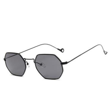 Imagem de HPIRME Óculos de grau octogonais pequenos da moda para homens e mulheres (preto e cinza)