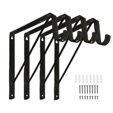 Imagem de Suporte Para Barra De Armário - Organizador Triangular De Aço Inoxidável | Suportes Metálicos Para Prateleira E Barra De Armário - Para -Roupa Cozinha Casa de Banho Garagem Quarto Sala de Lavandaria H