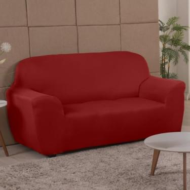 Imagem de Capas para sofás com ajuste suave em tecido de malha gel Adequadas para sofás e poltronas de 1/2/3/4 lugares Altamente protetoras e fáceis de instalar (Vermelho,2 Lugares)
