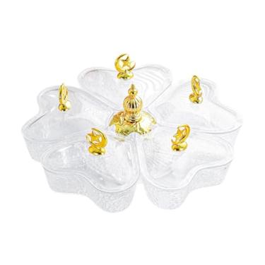 Imagem de Fenteer Bandeja giratória dividida para servir aperitivos, pratos para doces e nozes, em formato de coração para sobremesas, Lua Estrelada Clara