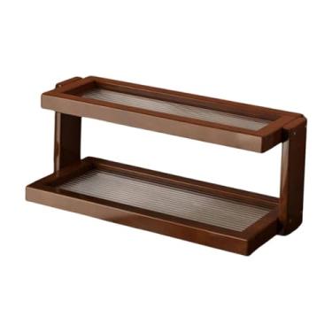 Imagem de Ｂｅｓｇａ Organizador de mesa de madeira com prateleira dupla, estilo retrô, com ornamento moderno, ideal para maquiagem, sala de chá e decoração de casa, Acrílico 42x14x17cm