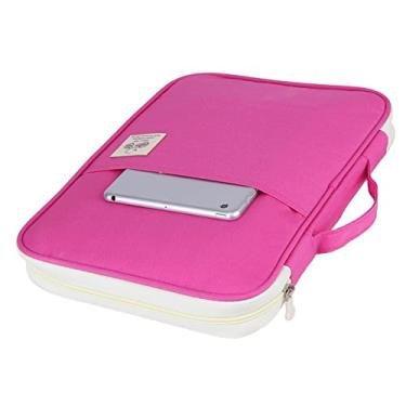 Imagem de ZJchao A4 Document Bag File Pasta Portfolio Organizer Zippered Case Com Multi Pocket for Documents Notebooks Viagem de Negócios para Móveis (Rose Red)