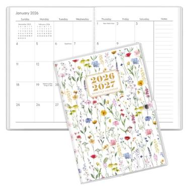 Imagem de SKYDUE Agenda de bolso 2026-2027, agenda mensal floral, roxo, floral, branco