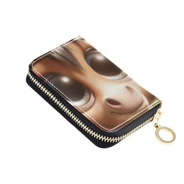 Imagem de Carteira feminina com zíper e porta-cartões com bloqueio de RFID, pequena bolsa de troca de zíper com chaveiro, burro, lindo cavalo de desenho animado