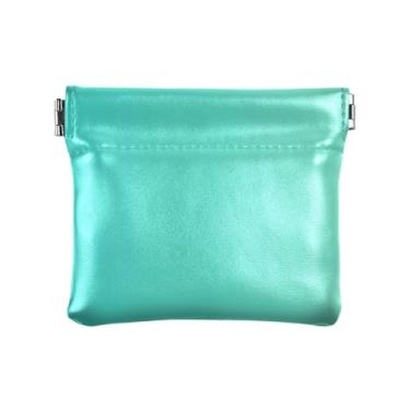 Imagem de Carteira feminina com glitter azul turquesa, porta-moedas, couro PU, porta-chaves, mini bolsa para moedas e bolsa carteira, Gradiente turquesa, one size, Minimalista moderno