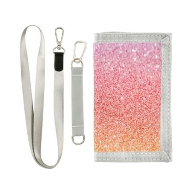 Imagem de GAIGEO Carteira Aqua Turquesa Gradiente Nylon Meninos Adolescente Carteira Bebê Menina Bolsa com Chaveiro e Bolsos, Glitter pastel, one size