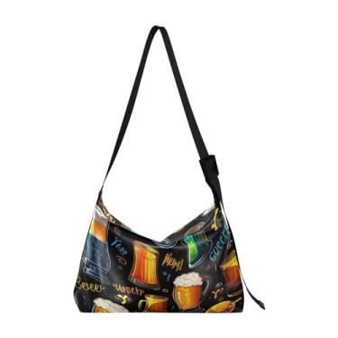 Imagem de Bolsa de ombro tomates vermelhos com pintura em aquarela com bolsos, bolsa de couro feminina, bolsa de ombro de couro, Glasses of Beer Greeting Happy New Year-1, One Size
