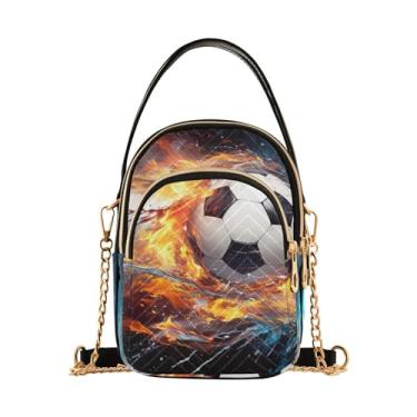 Imagem de Walls Bolsa tiracolo feminina pintada à mão, bolsa transversal com compartimento triplo, bolsas transversais para mulheres viagens, Salpicos de água sobre uma bola de futebol, One Size