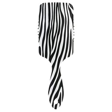 Imagem de Escova de cabelo de massagem com estampa de zebra, escova para cabelo, escova desembaraçadora para cabelos grossos, pente feminino, escova de cabelo de viagem