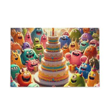 Imagem de Quebra-cabeça de festa de aniversário de monstros de madeira e papel combinados para homens com 1000 peças