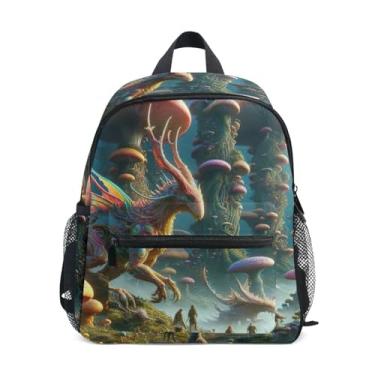Imagem de GAIGEO Mushroom Monster Mini Toddler Backpack with Whistle, Adjustable Chest Strap, Preschool Girl Backpack Lightweight & Compact for Ages 3-8
