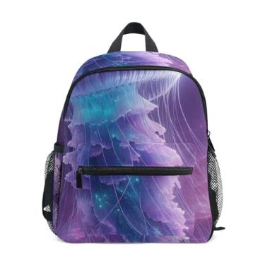 Imagem de GAIGEO Jellyfish Purple Space Small Backpack for Kids with Whistle, Adjustable Chest Strap, Backpack for Toddler Boys Lightweight & Compact for Ages 3-8