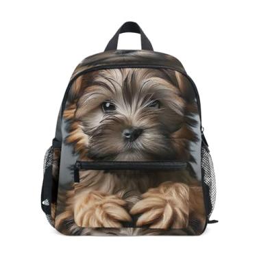 Imagem de GAIGEO Cute Shaggy Terrier Dogs Little Kid Backpack with Whistle, 2 Bottle Pockets, Lightweight, Back to School Backpacks 10x4x12 In, for Ages 3-8