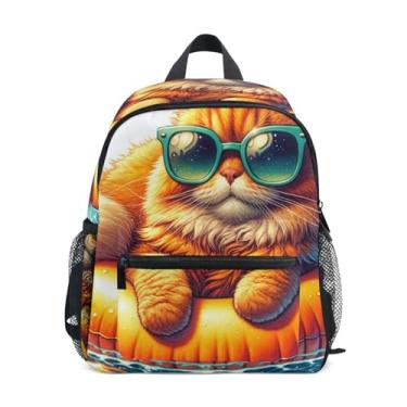 Imagem de GAIGEO Cute Cat Funny Mini Backpack for Kids, 10x4x12 In, Boys Toddler Backpack Includes Water Bottle Pockets, Whistle Clip for Safety