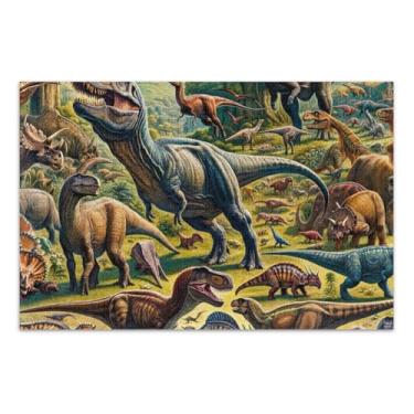 Imagem de Quebra-cabeça de 500 peças, dinossauros, jogo de parede para casa, arte de parede, quebra-cabeça engraçado para adultos, 52 cm C x 37,8 cm L