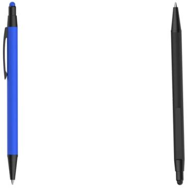 Imagem de Caneta esferográfica em metal Emborrachada com ponta touch escrita em azul. (Azul e Verde)