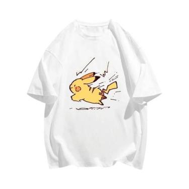 Imagem de Camiseta Masculina De Verão Harajuku Pikachu 100% Algodão Estampada Ca