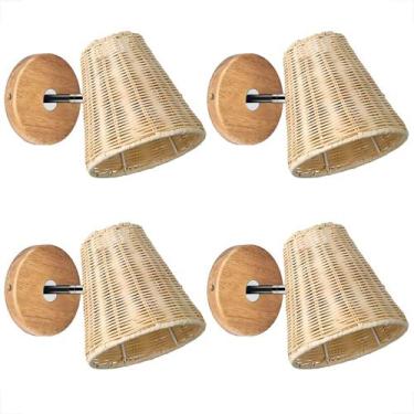 Imagem de 4 Arandela Fibra Natural Direcionável Rattan Varanda Nat94 - Acende a 