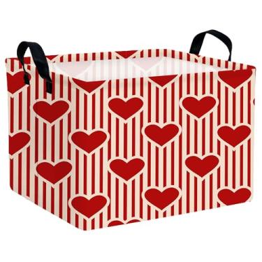 Imagem de MYFLOCY Cesta grande para o dia dos namorados, caixa de armazenamento em forma de coração para presentes, organizador dobrável, decoração de quarto (barra vertical vermelho amor)