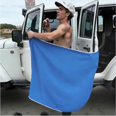 Imagem de Toalha de banho magnética para praia - secagem rápida, resistente à areia, perfeita como cortina de mudança de porta de carro (76 cm x 188 cm)