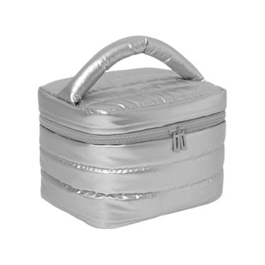Imagem de Kokiya Nécessaire de viagem para maquiagem, organizador de maquiagem, estojo cosmético versátil, prateado, portátil, com grande capacidade e à