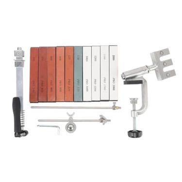 Imagem de Hilitand Afiador de Facas, Apontador de ângulo Fixo Com 10 Pedras de Amolar, Design Giratório de 360 ​​graus, Braçadeira Rápida Antiderrapante, para Ferramentas de Bife de Chef de