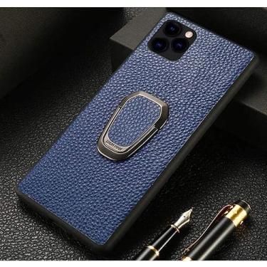 Imagem de KKFAUS Capa para iPhone 12 Pro Max (2020) 6,7 polegadas, capa de telefone para motorista com suporte magnético de couro [suporte] capa traseira de telefone [proteção de tela e câmera] (cor: azul)