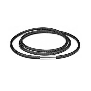 Imagem de 1 cordão de couro trançado de 59 cm, corrente de corda de cera de couro trançado para homens e mulheres 2 mm/3 mm de largura, 3mm, Metal, Sem Pedra Preciosa