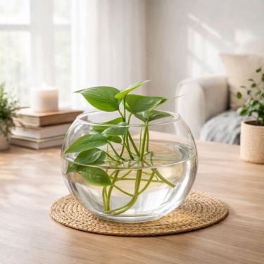 Imagem de Vaso Tipo Aquário De Vidro Vaso Redondo 2,2 Litros Decorativo para Arranjos e Terrários