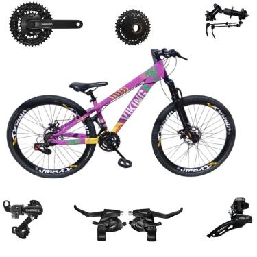 Imagem de Bicicleta 26 VikingX T25 24v Cubo Catraca K7 e Freeride Shimanos Pneu Aro 26 Balão Preto-Unissex