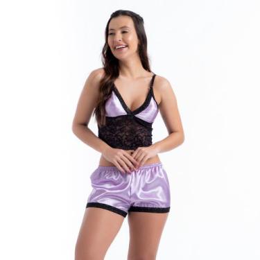 Imagem de Kit C/10 Baby Dool Cereja Pijamas Feminino Short Dool Promoção Cetim S