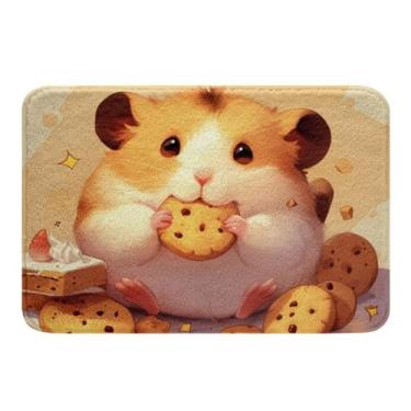 Imagem de Erosebridal Conjunto de tapete de banheiro fofo de porquinho-da-índia para crianças, meninos e meninas, tapete de banho com estampa de animal de desenho kawaii, tapete de banho engraçado, comida de