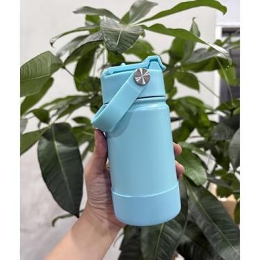 Imagem de Garrafas térmicas de aço inoxidável com bico duplo nos tamanhos 350 ml, 600 ml e 800 ml, com capas protetoras de silicone (azul bebe,syk-800ml)