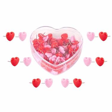 Imagem de Pinos de pressão de coração, pregos de quadro de cortiça para decoração de escritório/casa - Pinos decorativos duráveis para quadro de avisos, fotos, notas, artesanato DIY, quadro de cortiça macio