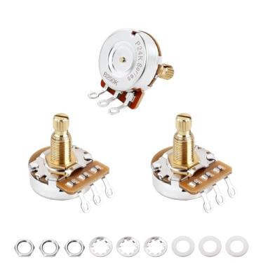 Imagem de Banworks Potenciômetros de latão A250K+B250K M8 Rosca tamanho completo métrico 2A1B 18 estrias (comprimento de 18 mm) Potenciômetros de áudio e cone linear para Epiphone Les Paul LP/SG Squier Strat