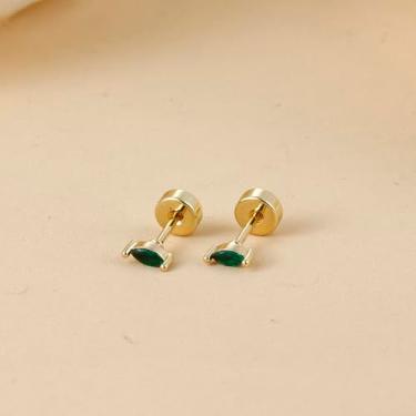 Imagem de Brincos de parafuso nas costas para mulheres, brincos de cartilagem de zircônia cúbica pequena para piercing Tragus Helix, standard, Cobre, Sem pedra preciosa